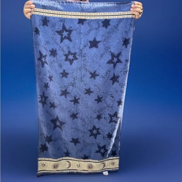 Vintage 3piece home trends bath and hand towels  Navy Star Pattern sun moon Y2K - Picture 6 of 13